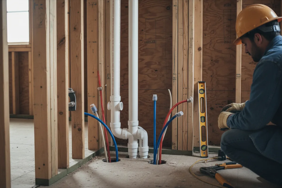 Drain and supply rough-in during Sump Pump Repair in Hammonton